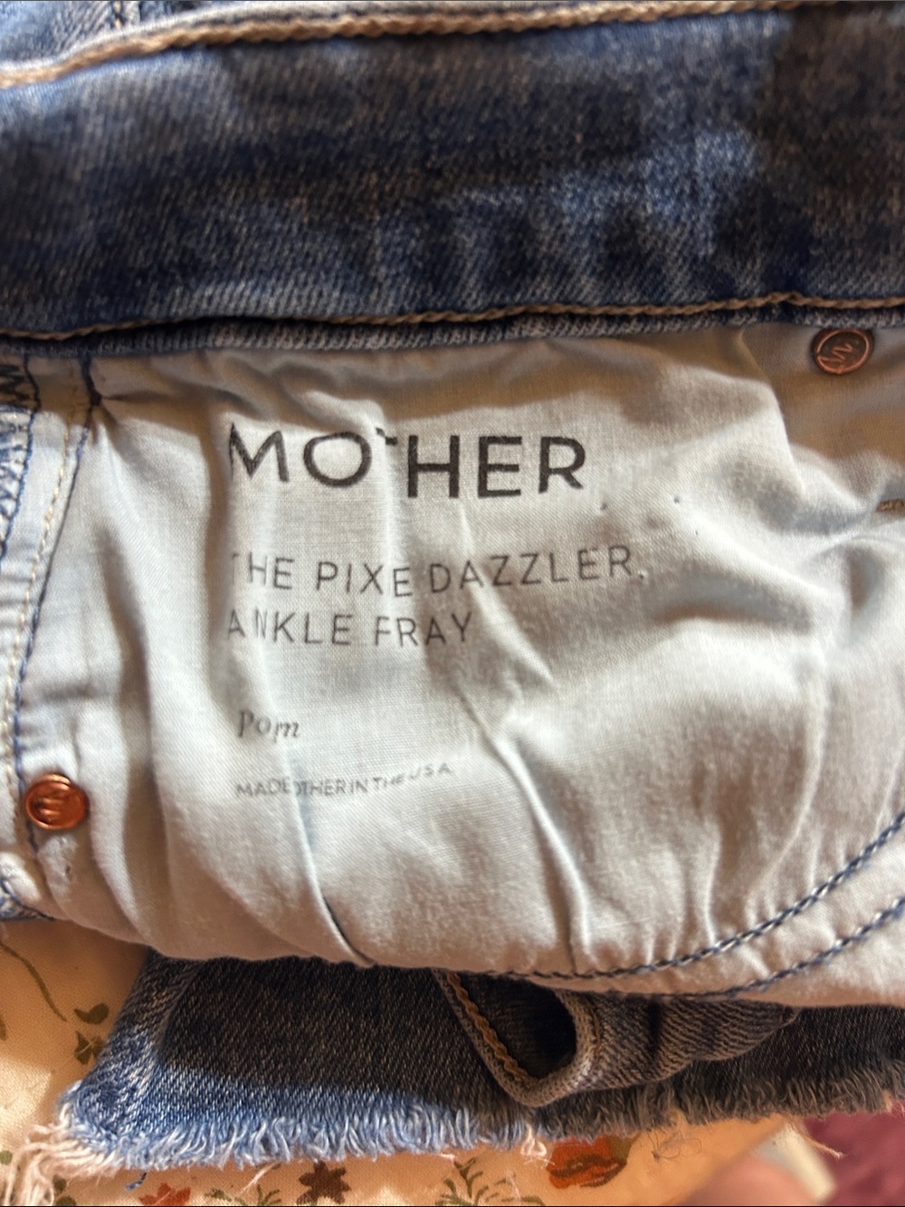 MOTHER Pixie Dazzler Ankle Fray Jeans - Blue